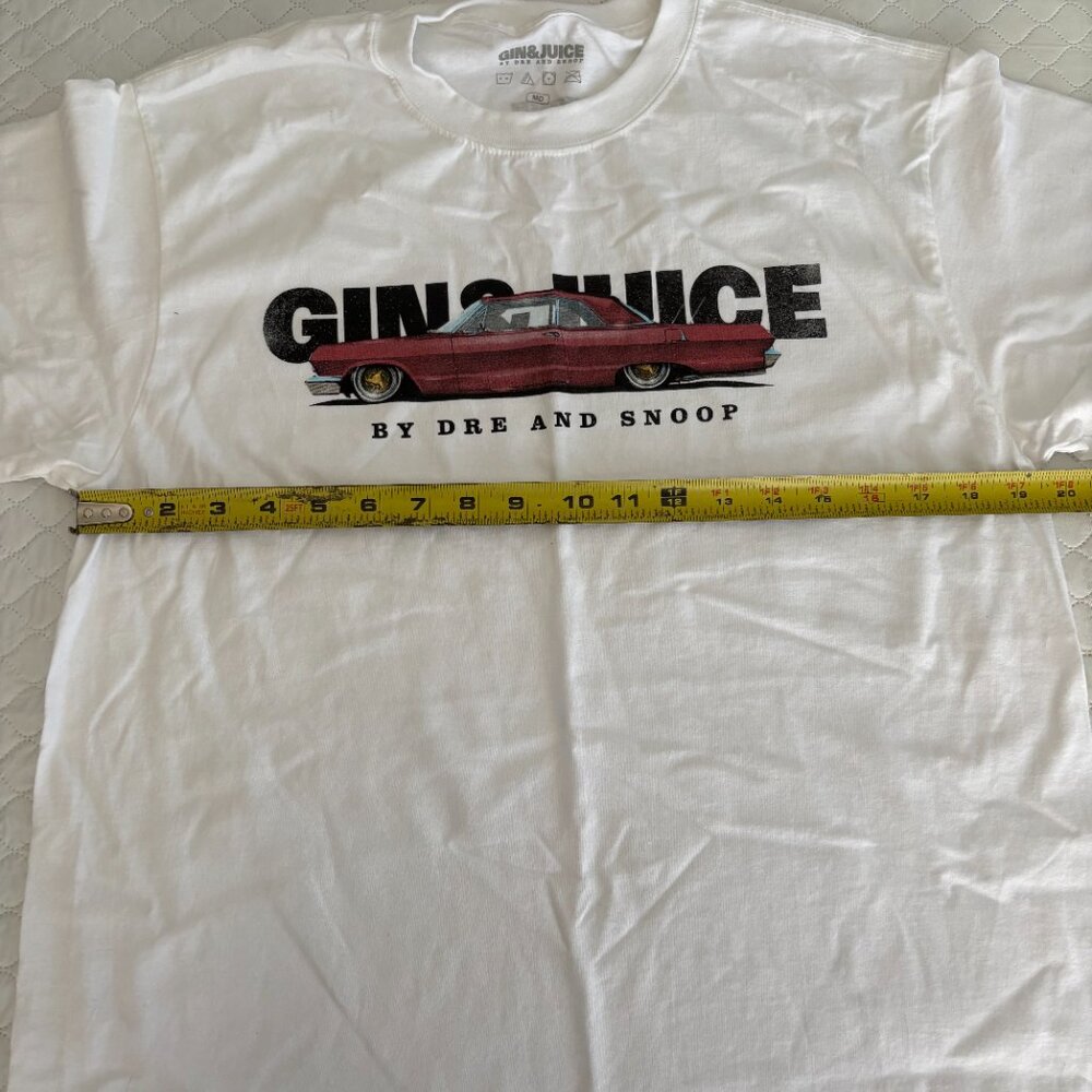 NEW Gin & Juice Dre Snoop Dogg White T Shirt Short Sleeve Size MEDIUM